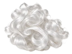 Loose bundles of lustrous white polyester filaments.